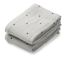 Liewood | Lewis Muslin Klut 2-pk - Classic Dot Dumbo Grey