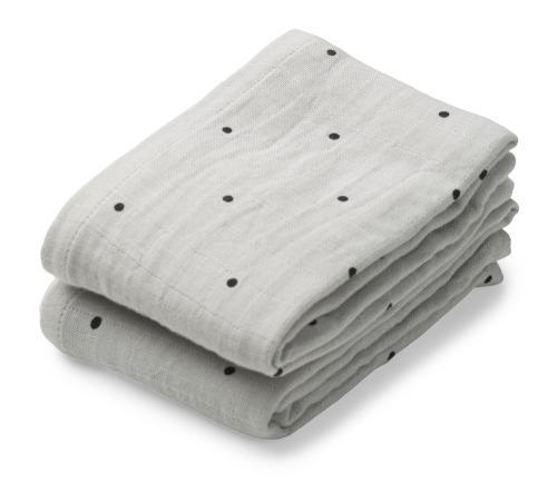 Liewood | Lewis Muslin Klut 2-pk - Classic Dot Dumbo Grey