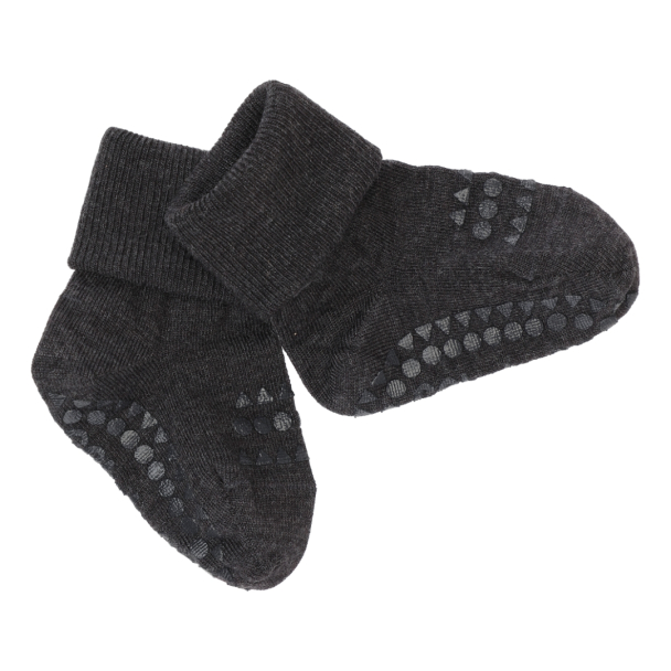 Non-slip Socks Wool - Dark Grey Melange - Image 1
