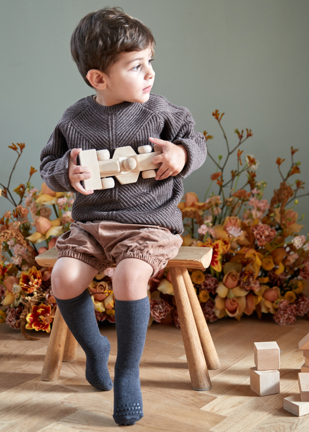 Non-slip Socks Wool - Dark Grey Melange - Image 3