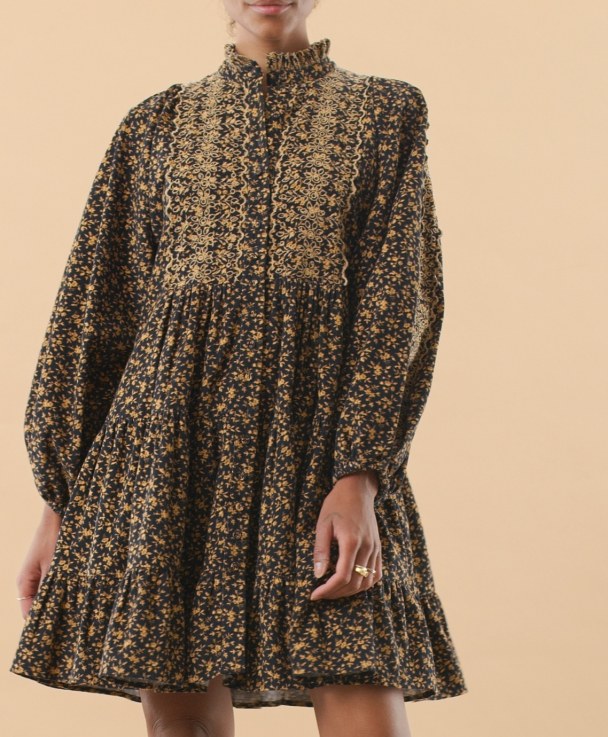 Baby Cord Shift Dress - Dark Blossom  - Image 2