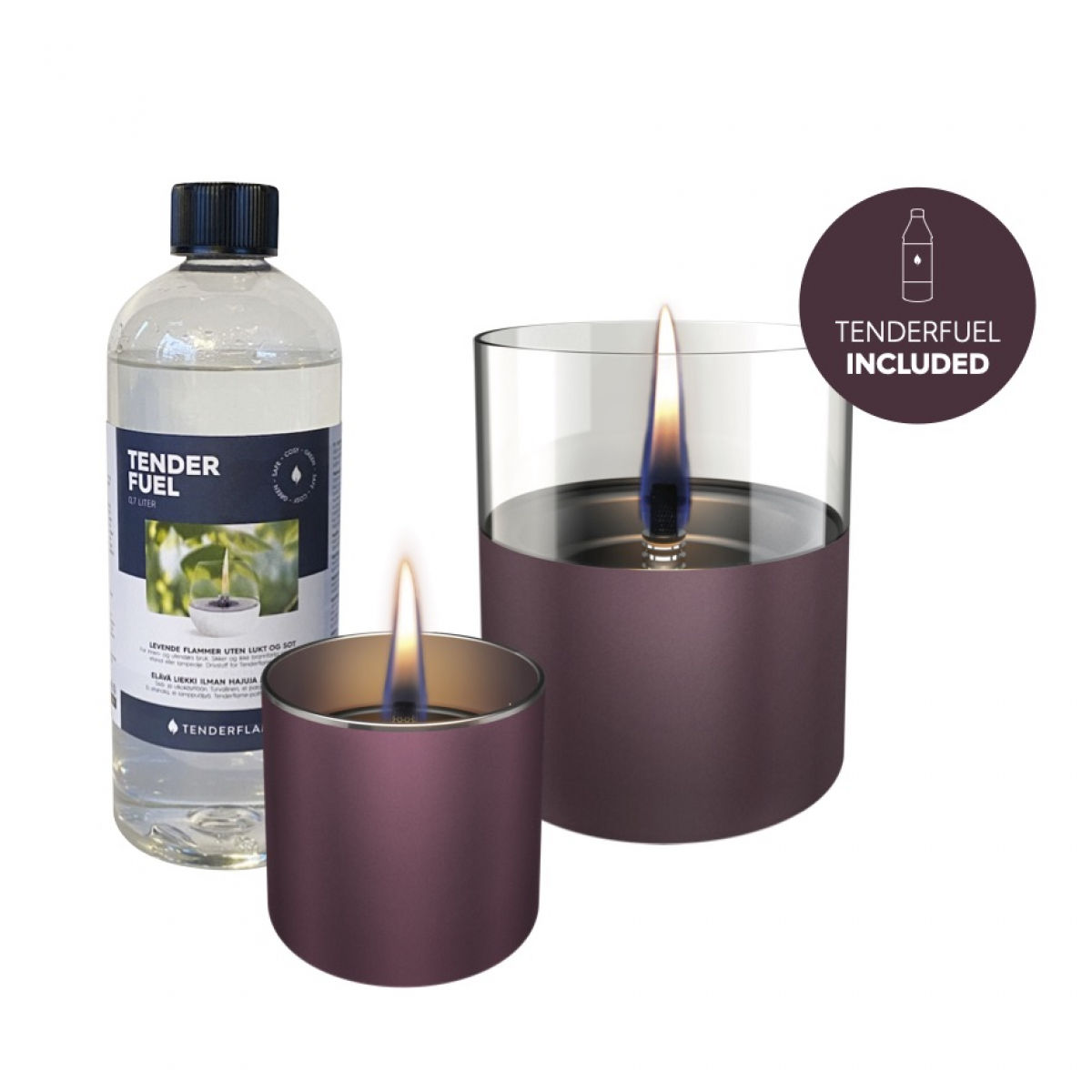 Tenderflame Lilly Lykt S/2 m/fuel vinrød Atmozfære AS