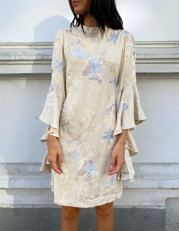 Jacquard Embroidery Mini Dress - Vintage - Image 1