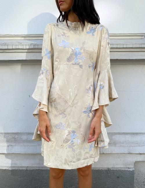 Jacquard Embroidery Mini Dress - Vintage