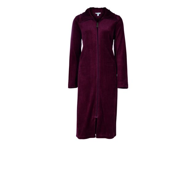 'Elegance' zipped robe short, vinrød