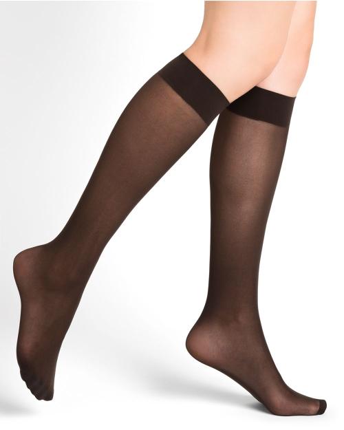 'Velouté' knee-highs, brun