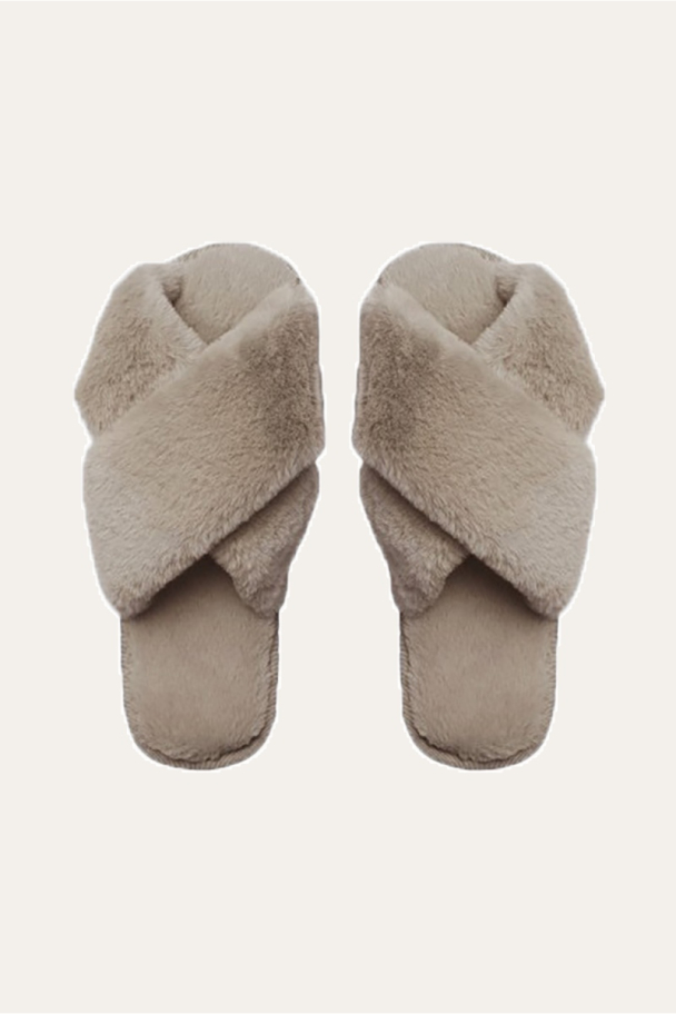 Lou Faux Slippers - Taupe 