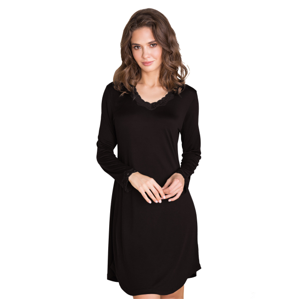 Silk Jersy dress, sort - Image 1