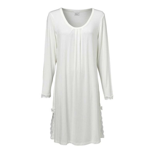 'Celine' nightdress long sleeve, off-white