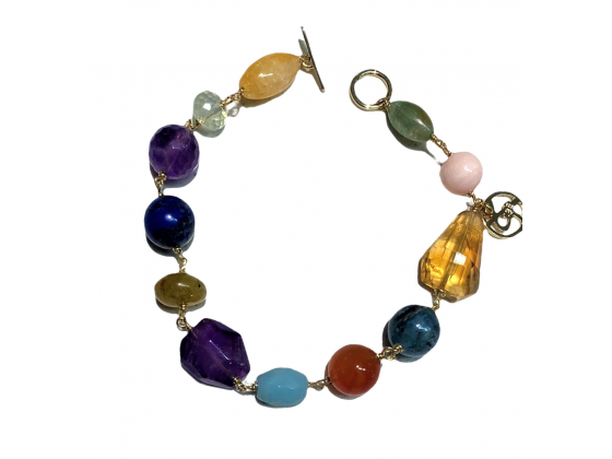 Joy of Gems (Multi colours) - Forgylt Armbånd
