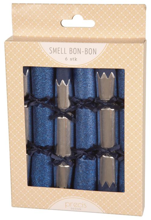 Smell bon-bon mørkblå/glitter med sløyfe 6 stk 