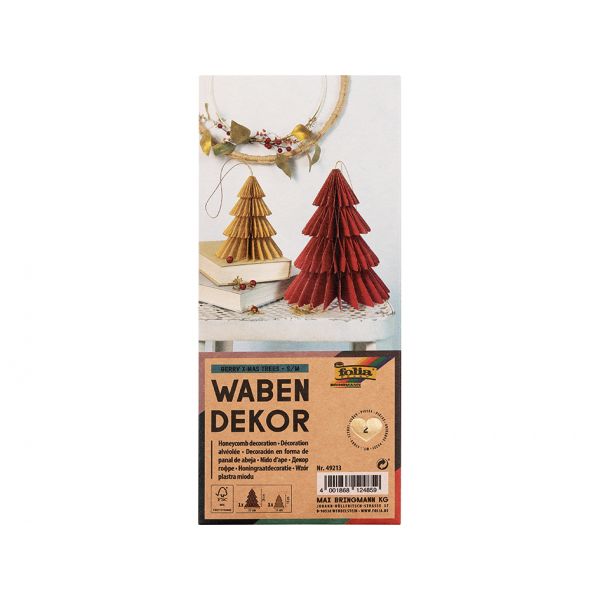 Folia Papirdekor Juletre 2stk – Beige/rød S/M