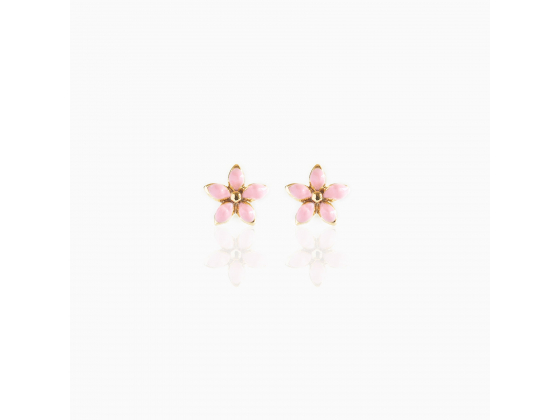 Pink Enamel Flower - Ørepynt 