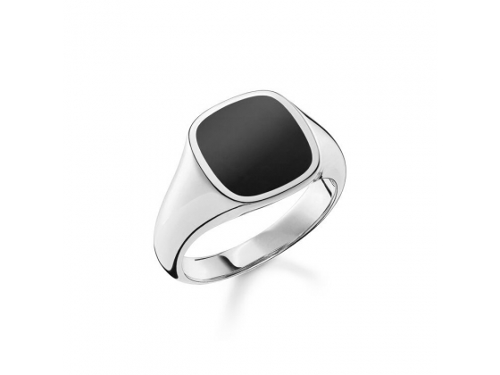 Stor blank signet ring med onyx