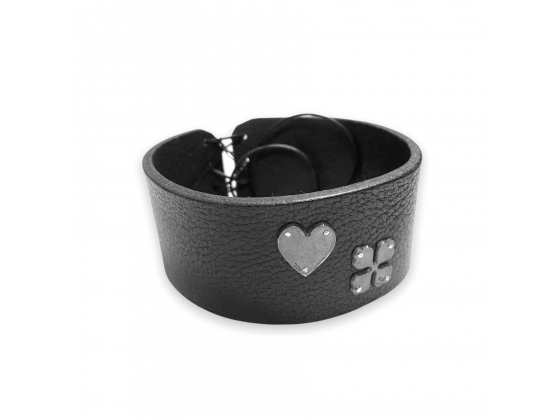 Gjenbruk armbånd av lær og sølv - 40mm