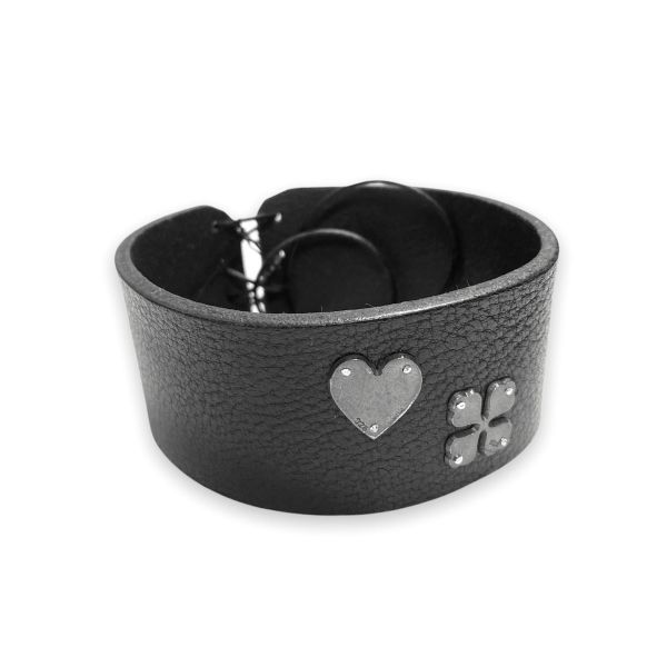 Gjenbruk armbånd av lær og sølv - 40mm