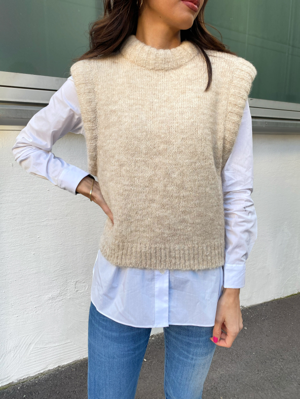 Randi Knit Vest - Sandshell  - Image 1