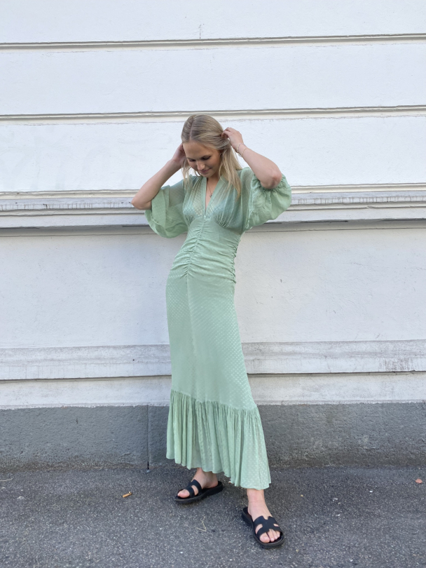 Dotted Jacquard Maxi Dress - Pistachio - Image 2