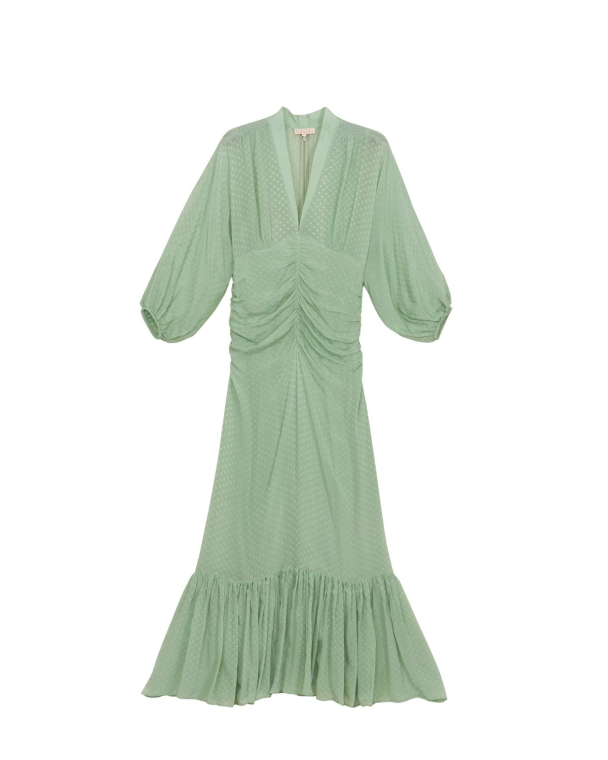 Dotted Jacquard Maxi Dress - Pistachio - Image 3