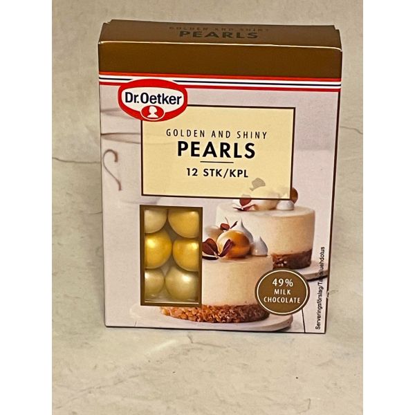 Sjokoladedekor, 12 gylne perler