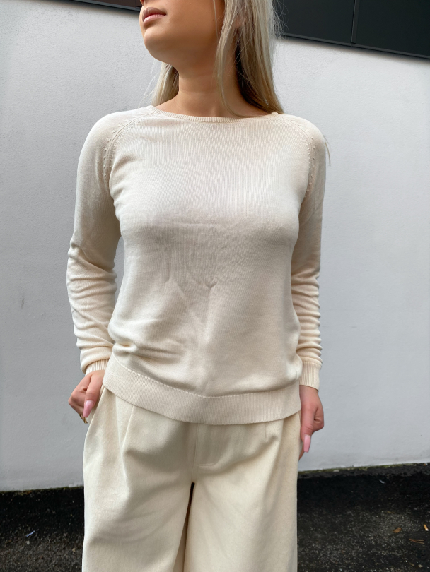 Elin Knit O-Neck - Birch/Melange  - Image 1