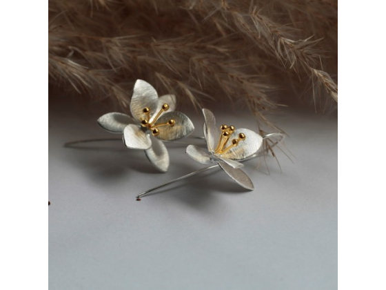 Øreheng - Silver Precious Flowers