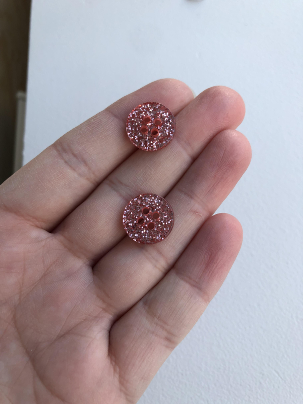 Knapp - Rosa glitter - 15mm  - Image 2