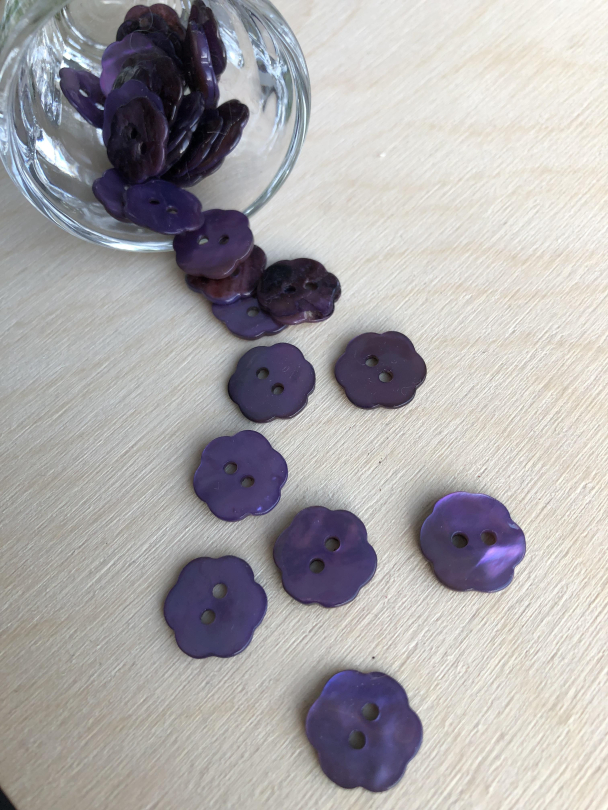Knapp - Lilla perlemor - 15mm Blomst
