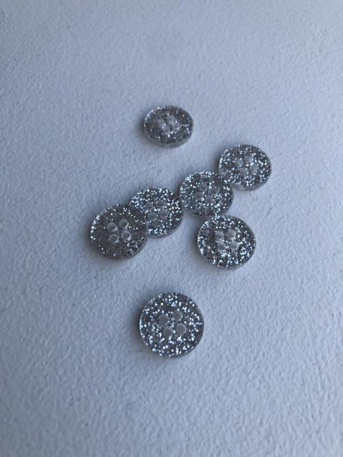 Knapp - Sølvglitter - 15mm 