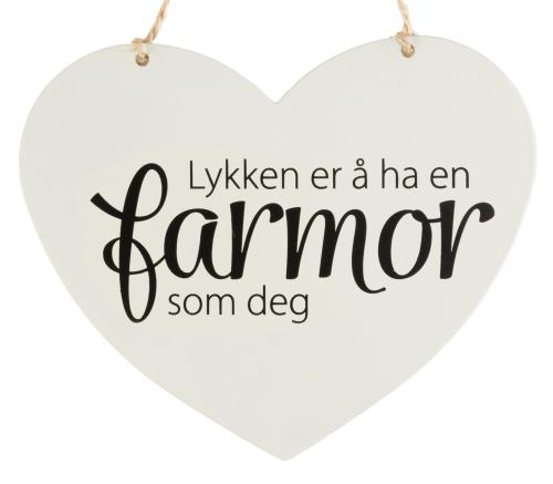 Metallskilt hjerte lite Lykken...farmor