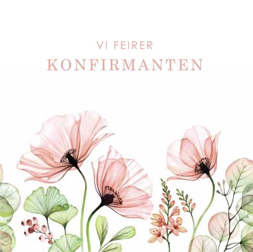 Serviett lunsj 20 stk Konfirmant rosa blomster