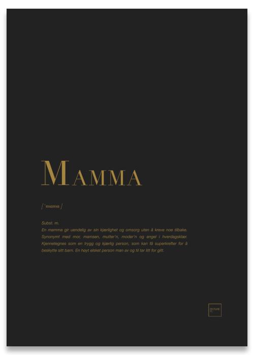 MAMMA gull og sort poster