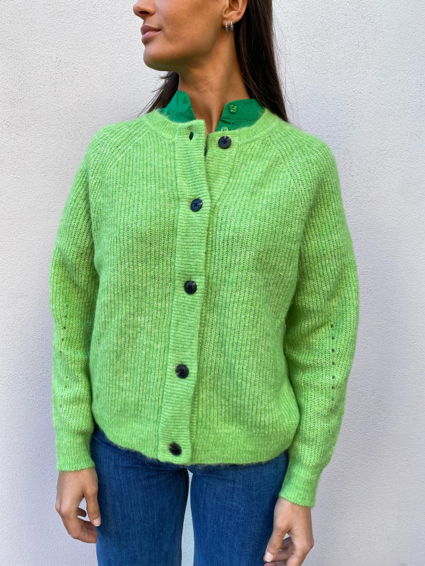 Lulu Knit Short Cardigan B Coll - Greenery/Melange - Image 1