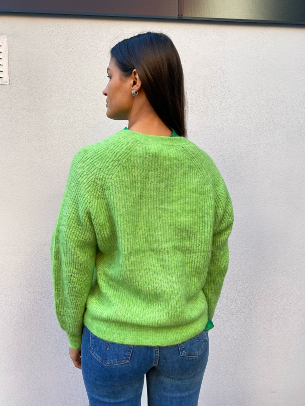 Lulu Knit Short Cardigan B Coll - Greenery/Melange - Image 9
