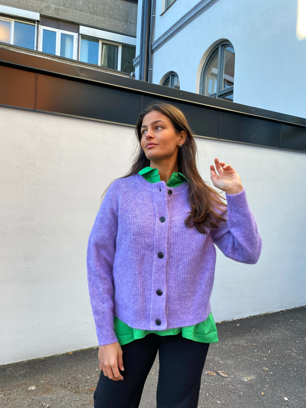 Lulu Knit Short Cardigan B Coll - Violet Tulip  - Image 1