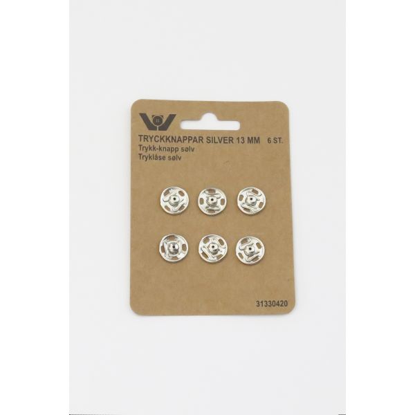 Trykk knapper - 13mm sølv
