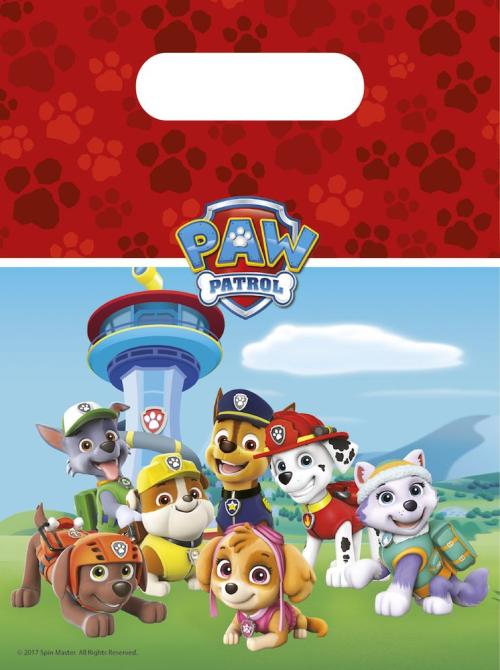 Gavepose i plast Paw Patrol, 6 stk 