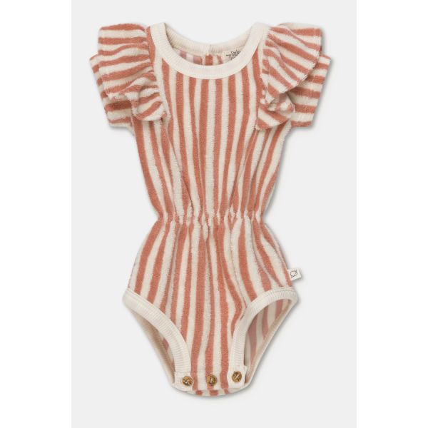 MY LITTLE COZMO - TIFFANY ROMPER TOWELING STRIPES CORAL