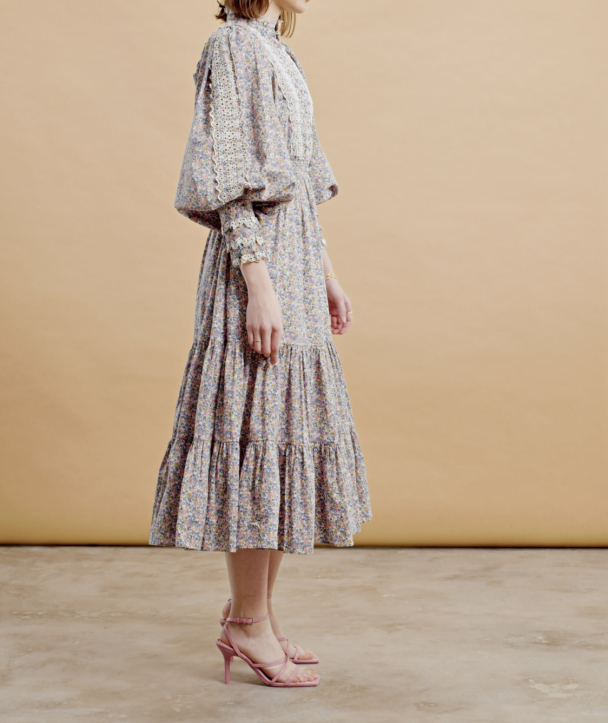 Cotton Slub Maxi Dress - Blue Garden  - Image 2