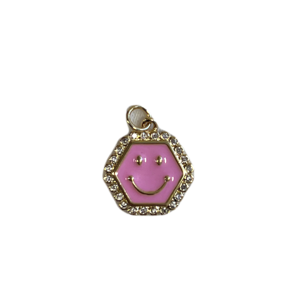 Smiley rosa gullfarget 16 mm charms