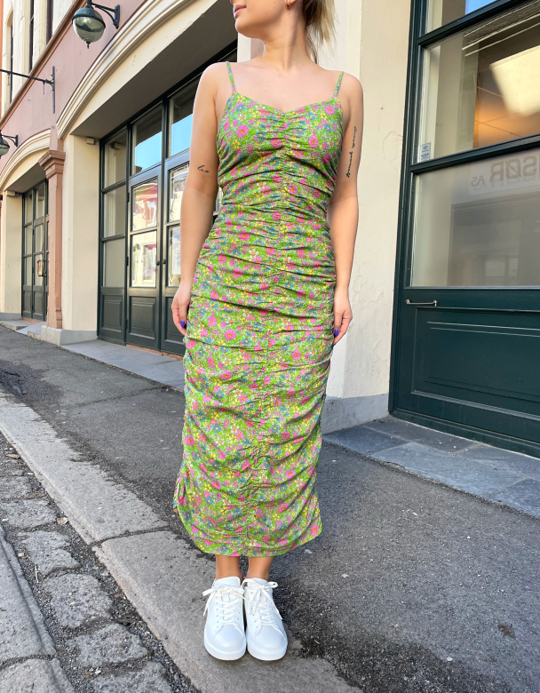 Sangsvane Strap Dress - Green Flower - Image 1