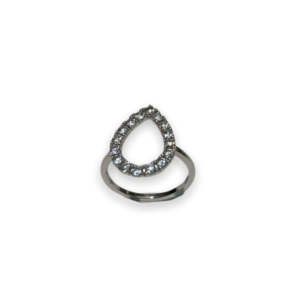 Sølv ring cubic zirkonia dråpe