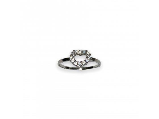 Sølv ring cubic zirkonia hjerte