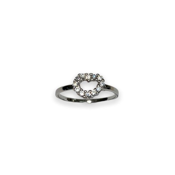 Sølv ring cubic zirkonia hjerte