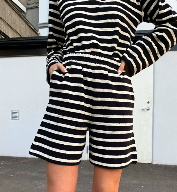 Talia Shorts - Black Stripes/Snow White  - Image 1