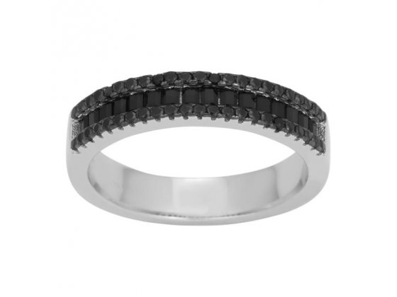 Rhd. sølv ring m/ sorte zirkonia 5mm