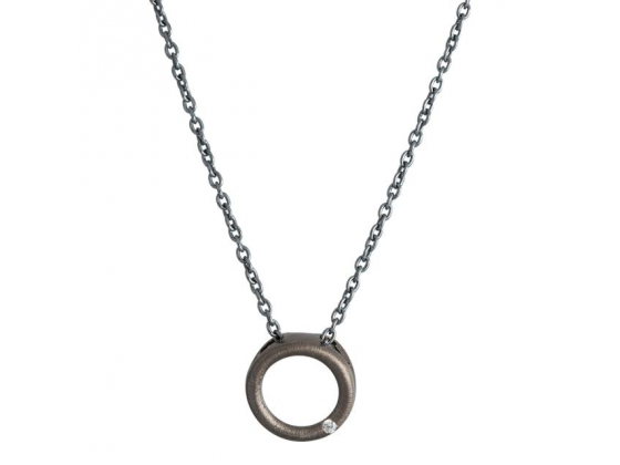 Ox. silver necklace circle/Cubic zirkonia