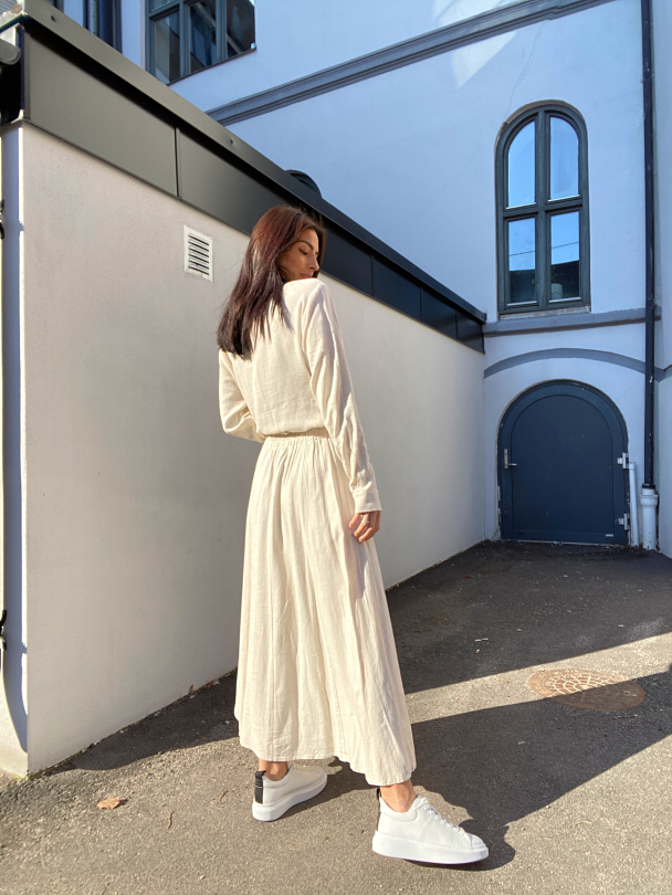 Flaxa Midi Skirt - Beige  - Image 3