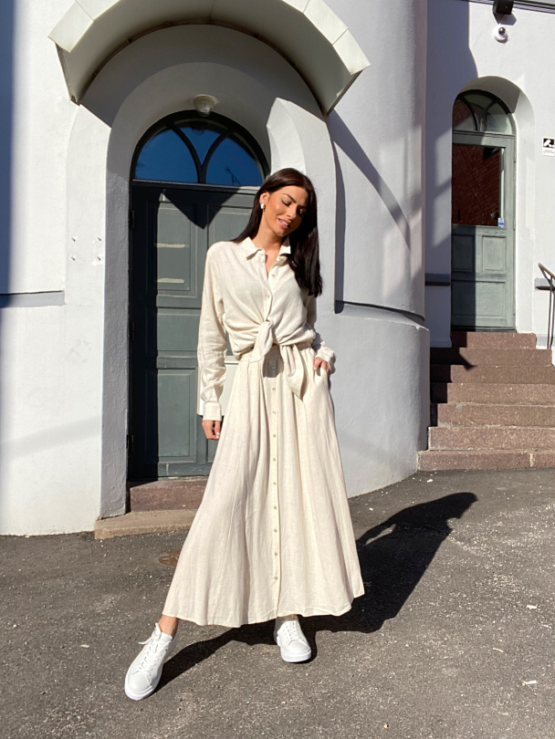 Flaxa Midi Skirt - Beige  - Image 4