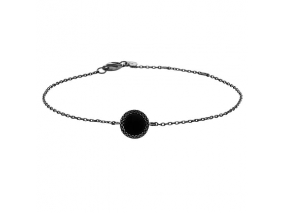 Black rhd. silver bracelet round